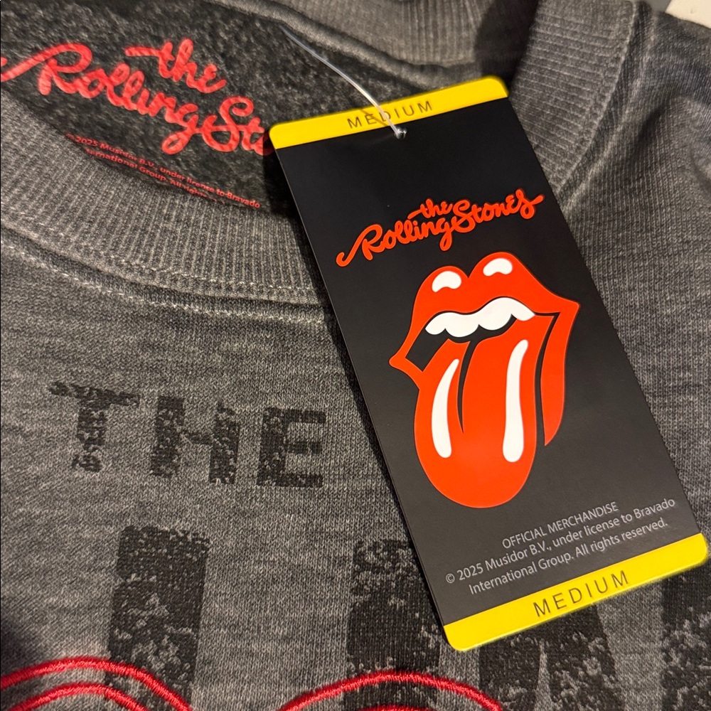 The Rolling Stones Charcoal Sweatshirt with Red Logo size Medium NWT - Picture 8 of 8